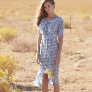 NWT For love & lemons Dorothy ruffle midi dress Large